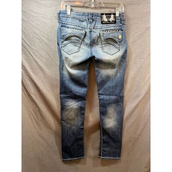 Pepe Jeans Womens 28 Blue Denim Skinny Faded Whiskered Flap Pocketed Jeans 28x31 - Picture 4 of 11